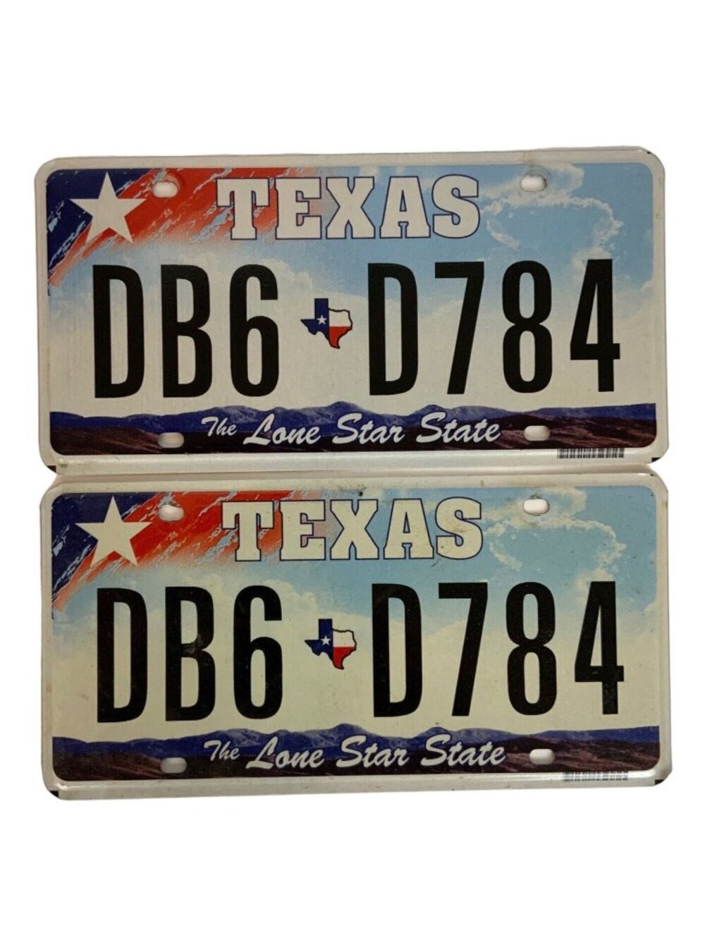 Texas Retired License Plate Pair DB6 D784 Lone Star State 2009 Discontinued